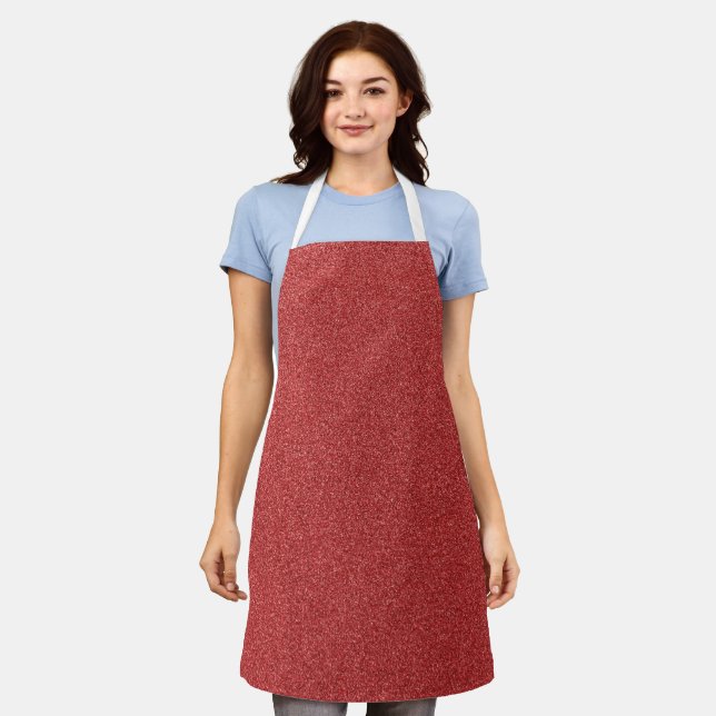 Red Glitter, Sparkle, Glitter Background Apron (Worn)