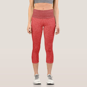 Red Glitter, Sparkle, Glitter Background Capri Leggings