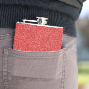 Red Glitter, Sparkle, Glitter Background Hip Flask