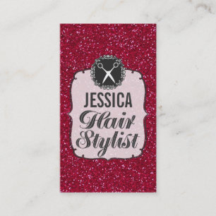 RED Glitter Sparkle Hair Stylist Appointment Card