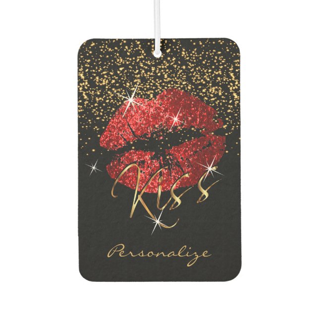 Red Glitter Sparkle Lips Car Air Freshener (Front)
