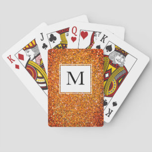 Red Glitter Sparkle MONOGRAM Playing Cards
