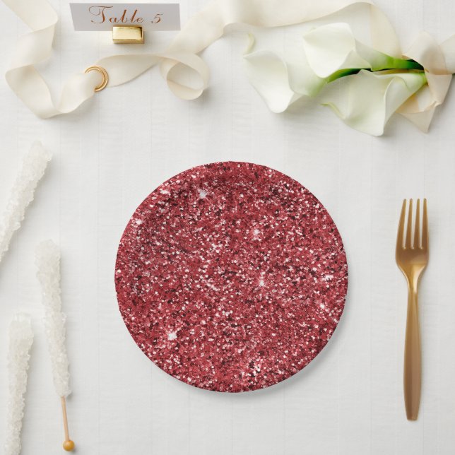 Red Glitter Sparkle     Paper Plate (Wedding)