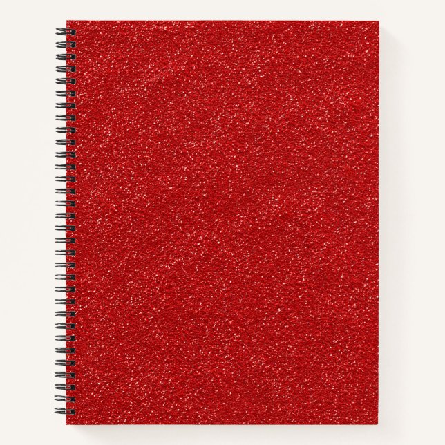 Red Glitter, Sparkly, Glitter Background Notebook (Front)