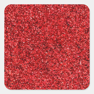 Red Glitter Square Sticker
