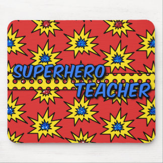 Red Glitter Superhero Teacher Mousepad