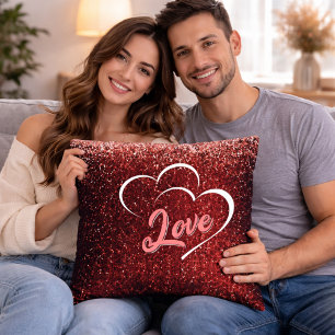 Red Glitter Valentine’s Day Decorative Cushion