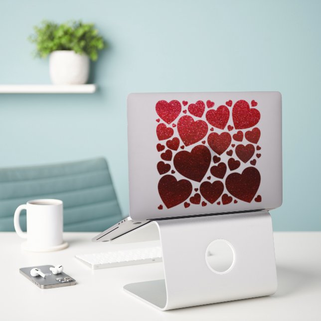 Red Glitter Valentine's Day Hearts Love Couples (Laptop On Desk)