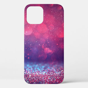 Red glitter vintage lights background. iPhone 12 case
