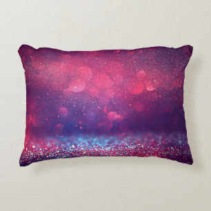 Red glitter vintage lights background. decorative cushion