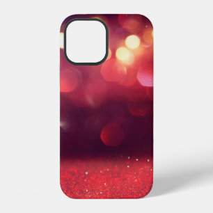 Red glitter vintage lights background. defocusedba iPhone 12 case