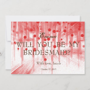 Red Glitter Will You Be My Bridesmaid Invitation