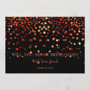 Red Glitter Will You Be My Bridesmaid Invitation