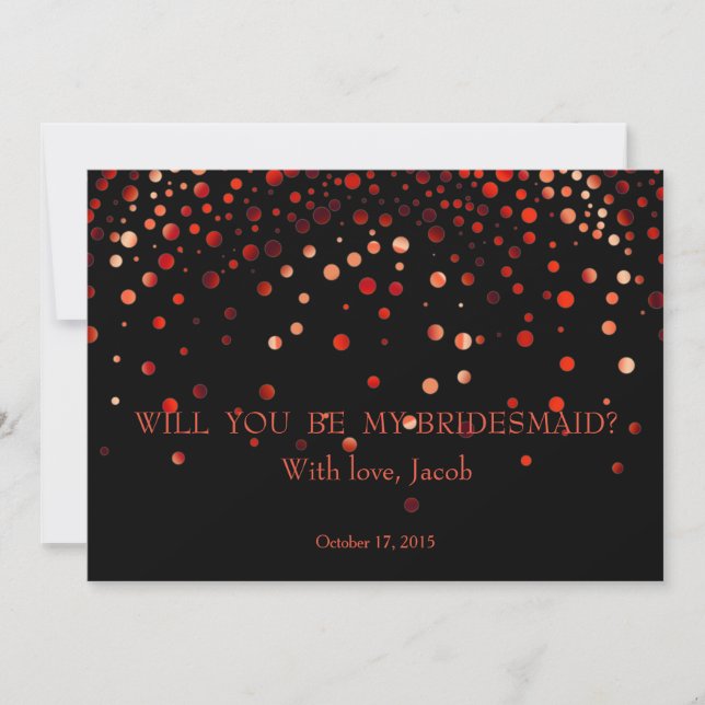 Red Glitter Will You Be My Bridesmaid Invitation (Front)