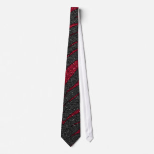 Red Glitter Zebra Print Tie