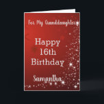 Red Glitters Happy 16th Birthday Granddaughter Card<br><div class="desc">Red Glitters Happy 16th Birthday Granddaughter Card</div>