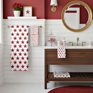 Red glitters stars  bath towel set