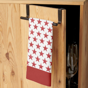 Red glitters stars kitchen towel