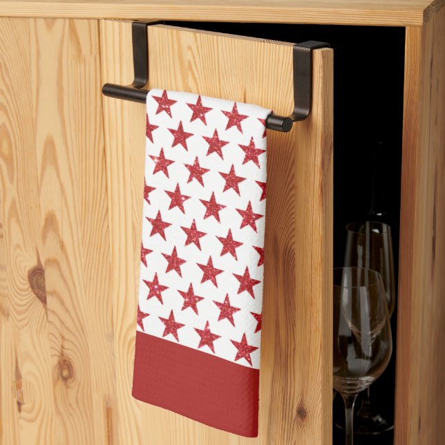 Red glitters stars  kitchen towel (Thirds Fold)