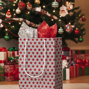 Red glitters stars  medium gift bag