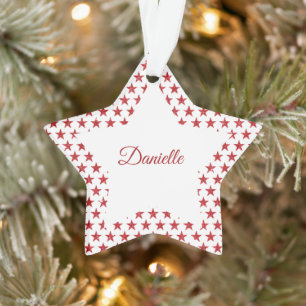 Red glitters stars personalised ornament