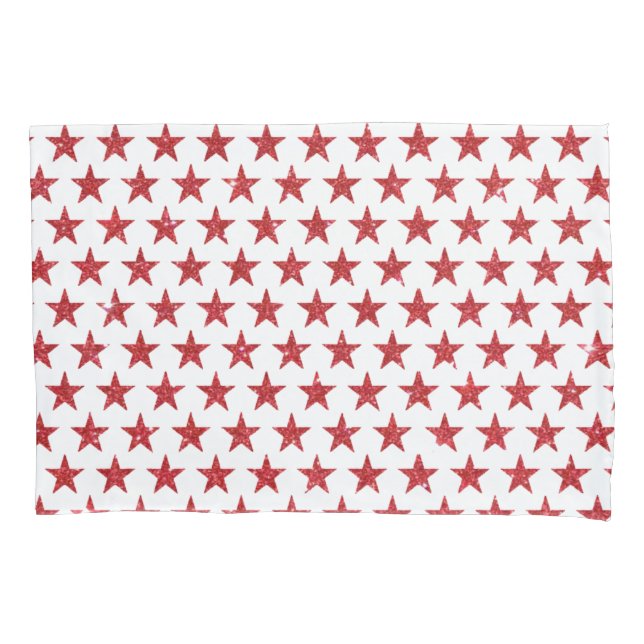 Red glitters stars  pillowcase (Front)