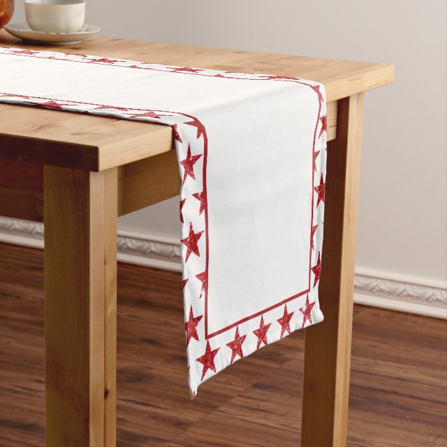 Red glitters stars  short table runner (In Situ)