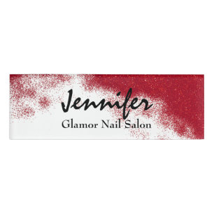 Red Glittery Employee Name Tag