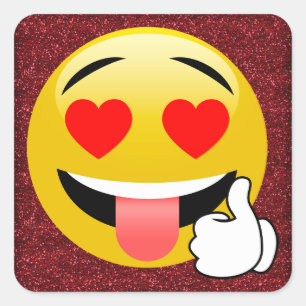 Red Glittery Heart Eyes Thumbs Up Emoji Stickers