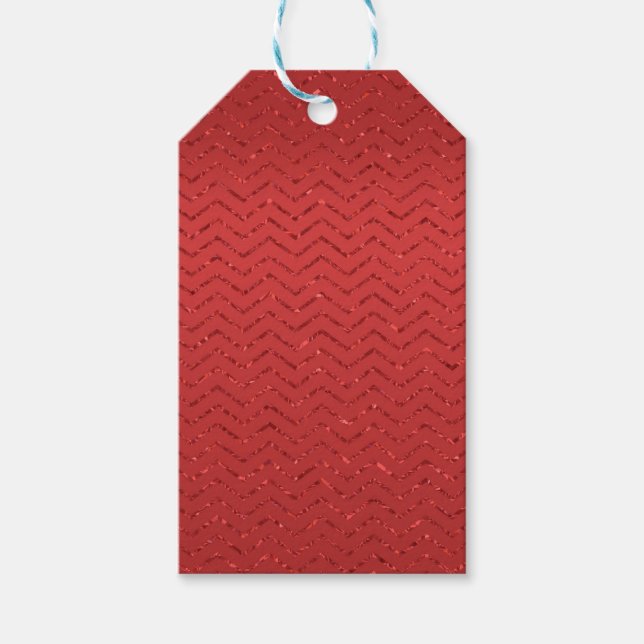 Red Glittery Zig-Zag Gift Tag (Front)