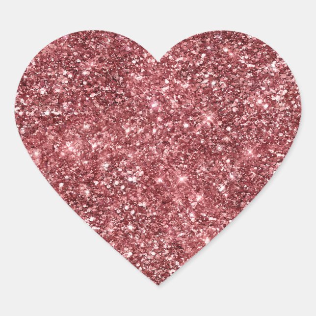 Red Glitz Glitter  Heart Sticker (Front)