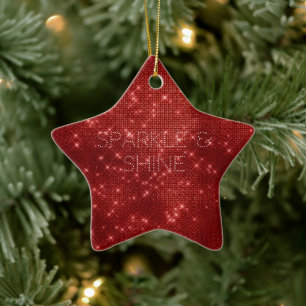 Red Glitzy Chic Glam Sparkle Ceramic Tree Decoration