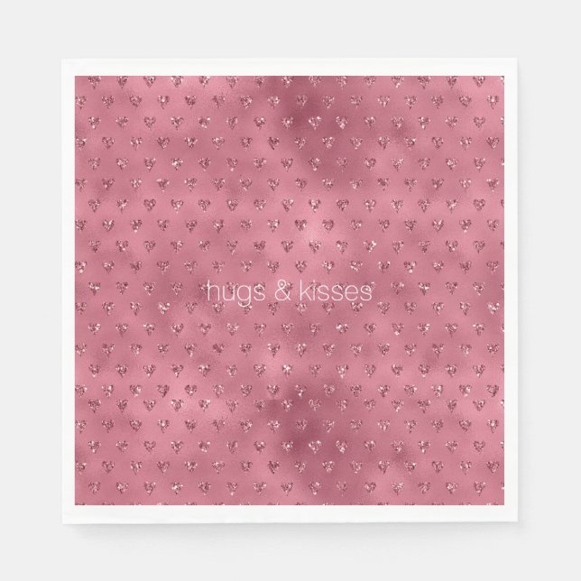 Red Glitzy Glitter Hearts Napkin (Front)