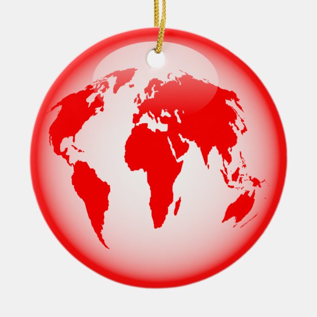 Red Glossy Globe Ceramic Tree Decoration (Front)