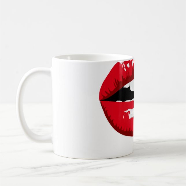 Red glossy lips coffee mug (Left)