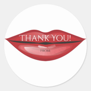 Red Glossy Lips Kiss Chic Modern Glam Beauty Classic Round Sticker