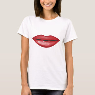 Red Glossy Lips Kiss Chic Modern Glam Beauty T-Shirt
