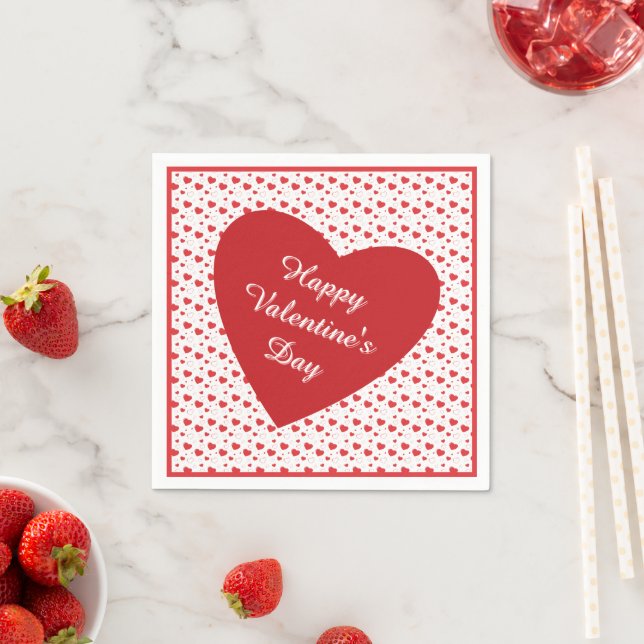 Red glossy passion hearts, cute romantic pattern napkin (Insitu)