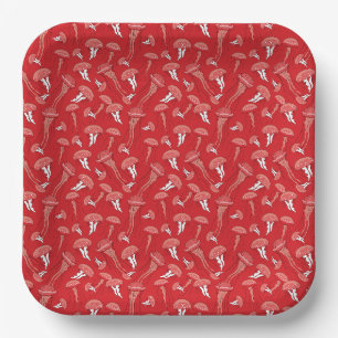 red glowing jelly fish pattern paper plate