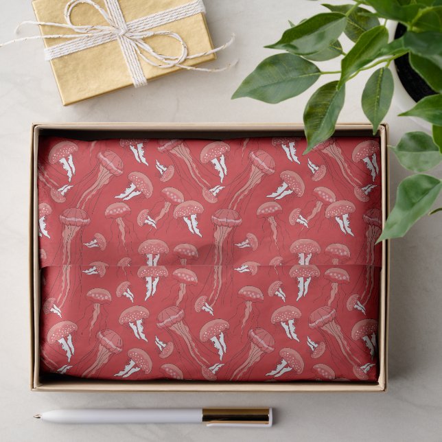 red glowing jelly fish pattern tissue paper (Gift)