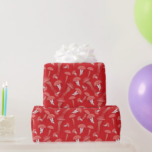 red glowing jelly fish pattern wrapping paper