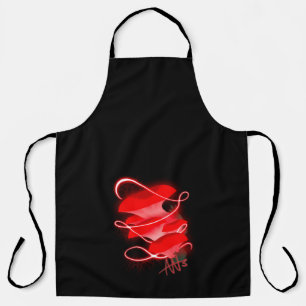 Red Glowing Mushroom Black Strap Apron