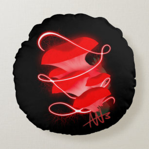 Red Glowing Mushroom Round Cushion
