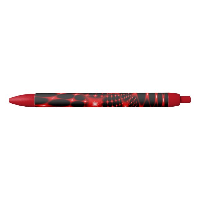 Red glowing net fractal black ink pen (Front)
