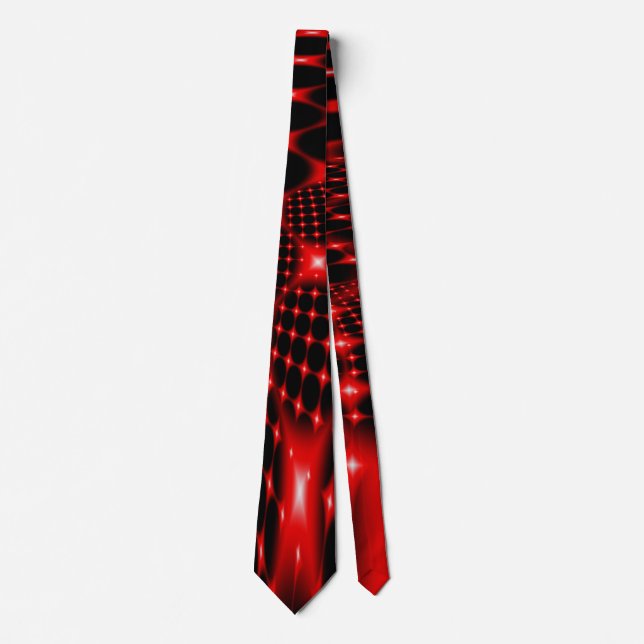 Red glowing net fractal tie (Front)