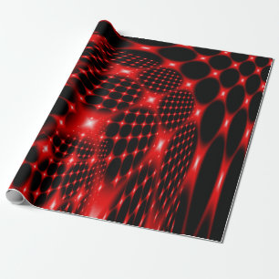 Red glowing net fractal wrapping paper