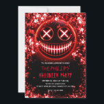 Red Glowing Smiling Face Cinders Halloween Party Invitation<br><div class="desc">Customise for any event</div>