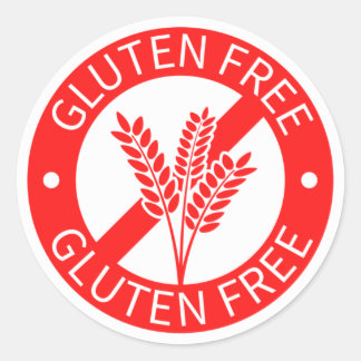 Red gluten free sign classic round sticker