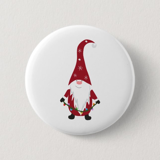 Red gnome 6 cm round badge (Front)
