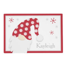 Red Gnome And Snowflake Holiday Laminated Placemat